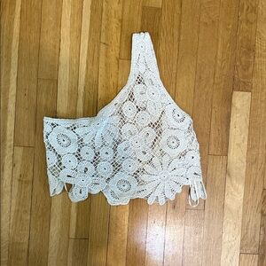 Cotton On Cream Crochet One-Shoulder Tank Top